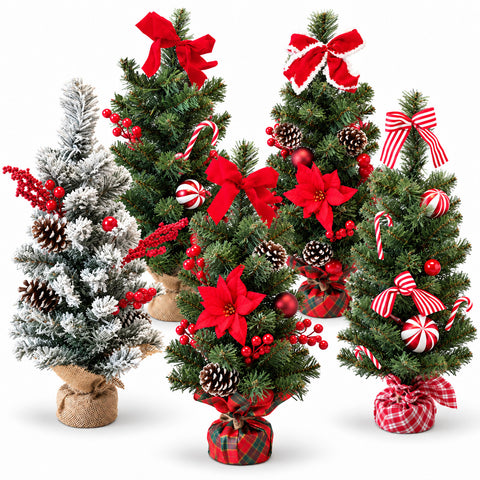 Albero di Natale Piccolo Decorato 60 cm da Tavolo, Fantasie Assortite