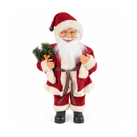 saint joy babbo natale 60 cm decorativo con ramo di pino e decori natalizi statua natalizia dettagliata in 4 varianti rosso eschimese bianco grigio ean 8056819080575