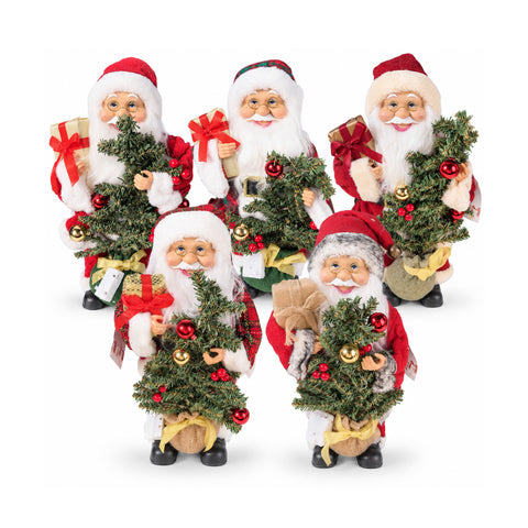 saint joy babbo natale con albero 40 cm statuina natalizia musicale con luci lampeggianti batterie incluse blindbox ean 8056819080483