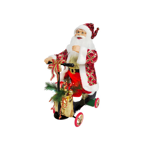 Babbo Natale Con Scooter Animato Con Luci Led