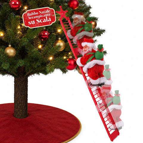 Babbo Natale sulla Scala Animato con Musica, Decorazione H72 cm