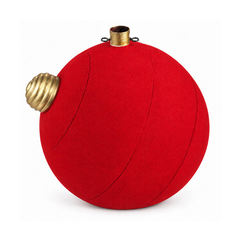 Base Albero di Natale a Palla Gigante Effetto Velluto 41x41x44 cm per Alberi fino a 180 cm - Copribase con Aggancio Ø 4 cm, Rosso Bordeaux Verde