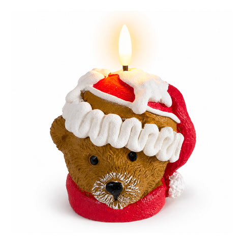 Candela Natalizia LED a Batteria in 3 Varianti – Babbo Natale con Albero, Orsetto e Viso Orso, Fiamma Effetto Reale, Decorazione Natale