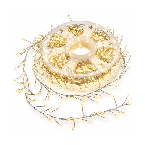 Catena Luminosa 1000 MicroLED Bobina 3 Colori Interno Esterno 13m Cavo Silver 8 Giochi di Luce Trasformatore Incluso Natalizia Bulbo 2mm