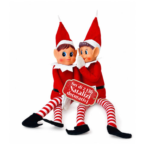 Elfi di Natale Set 2 Pezzi Flessibili H40 cm, 2 Fantasie