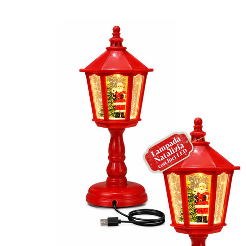 Lampada Natalizia con Neve, Luci LED e Musica, USB, 2 Colori