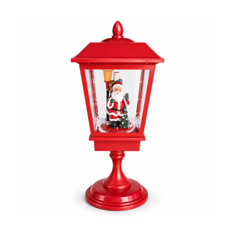 saint joy lampione di natale luminoso 60 cm con babbo natale effetto neve che soffia e musica led lanterna natalizia rossa decorativa ean 8056819207828