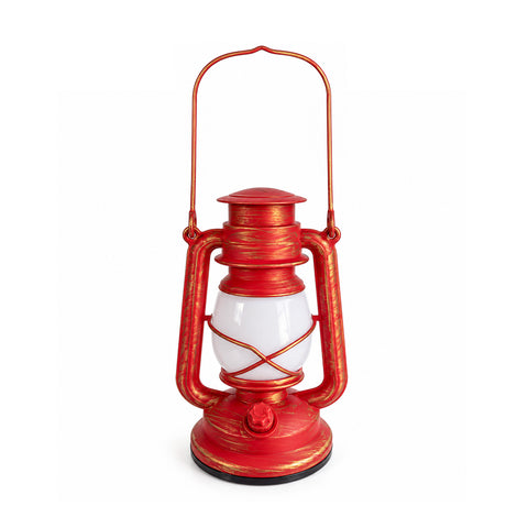 Lanterna Natalizia Rossa LED Effetto Fiamma con Musica di Natale, Gancio per Appendere e Rifiniture Dorate, Decorazione 15x11x25 cm