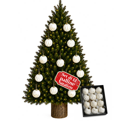 Palline di Natale Set 12 Pezzi da 8 cm Stile Antico, 2 Colori