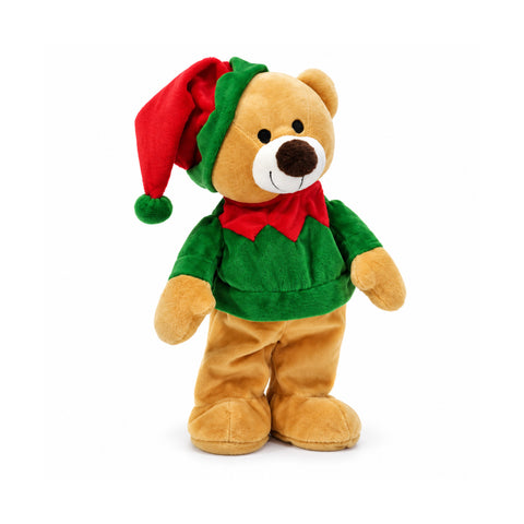 Peluche natalizio orsetto che balla con musica H33 cm