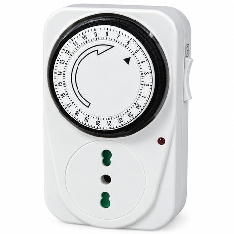 Presa con timer 24 ore per accensione e spegnimento automatico, timer meccanico giornaliero, presa elettrica 220-240V, potenza max 3000W
