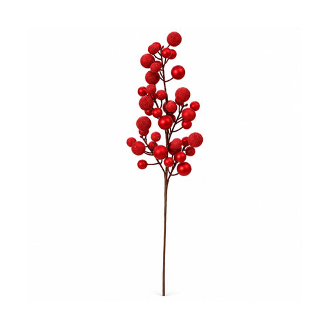 Ramo Artificiale con Bacche in Rosso 65cm o Oro 60 cm, Decorazione Natalizia