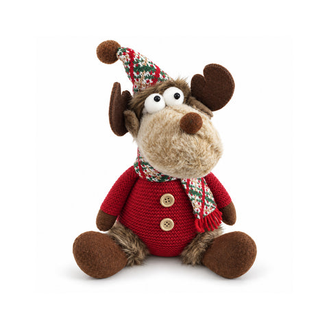 Renna Natalizia Decorativa in Poliestere - Ornamento di Natale con Base Sabbiata, Design Simpatico, 4 Varianti Stile, 2 Misure 35 e 50 cm
