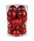saint joy set 16 palline di natale infrangibili 7 cm 4 finiture assortite lucide opache e glitterate decorazioni albero e casa rosso oro argento ean 8056819080513