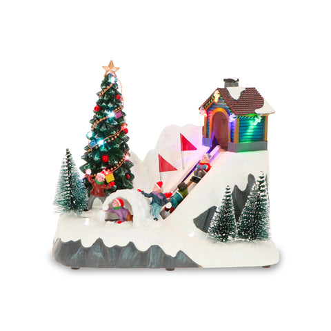 saint joy villaggio di natale animato glimmerpine con luci led musica e pista in movimento ean 8050043127464