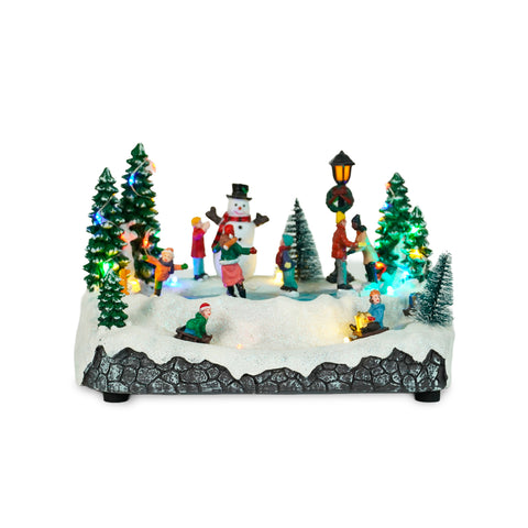 saint joy villaggio di natale animato silentpark con luci led musica e pattinatori in movimento ean 8050043127495