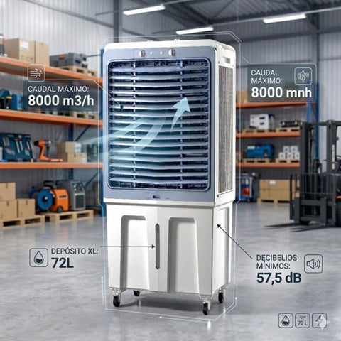 staylux raffrescatore evaporativo industriale portatile 70 litri 200w con telecomando e timer funzione condizionatore ventilatore 3 velocita e oscillazione ean 8055954980276