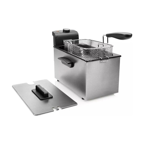 Friggitrice 3L in Acciaio Inox 2000W con Termostato 130-190°C Argento