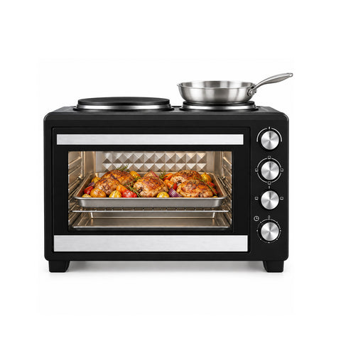 Fornetto Elettrico 40L con Doppia Piastra Elettrica, Grill, 5 Modalità di Cottura, Timer 120 Minuti, 100-250°C e Porta Doppio Vetro