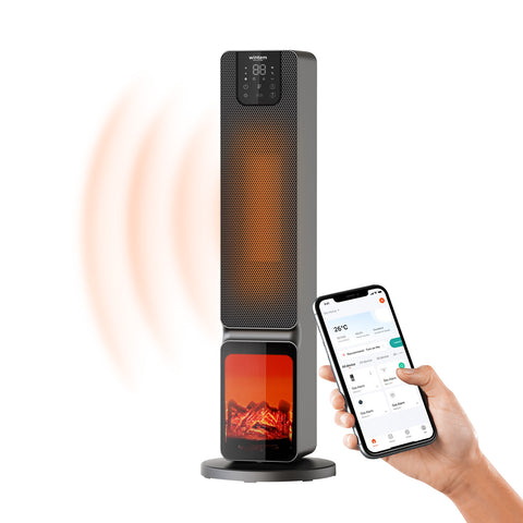 Termoventilatore A Torre Con Effetto Fiamma E Controllo Da App 2000w