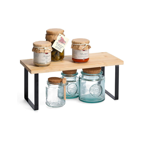 Mensola Portaoggetti In Bambù E Metallo 36x15,5