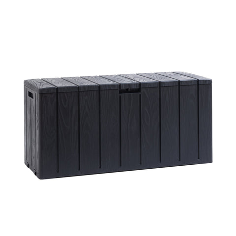 Baule Multiuso da 270 Litri in Resina Effetto Legno - Uso Interno ed Esterno con Seduta