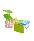 Lettino da sole con parasole e schienale regolabile 188x55cm, accessori spiaggia inclusi: borsa, cappello e telo per relax completo