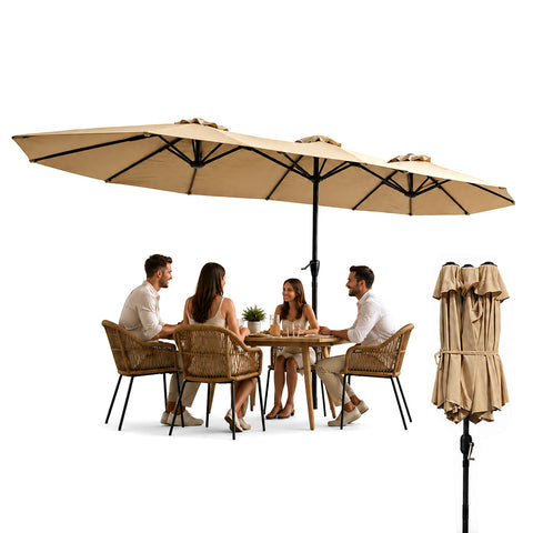 Ombrellone da Giardino Ovale XXL 400x200 in  Acciaio al Carbonio e Telone in Poliestere -  Altezza 2,75m (Base NON Inclusa)