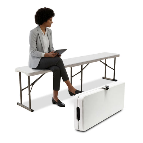 Panca Pieghevole Bianca 180x28x44cm – Modello Stilo da Giardino o Casa