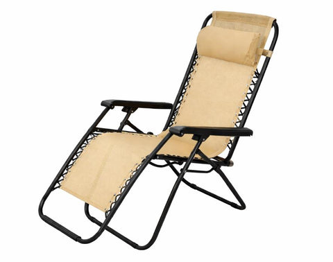 Sedia da Giardino Pieghevole con Vassoio Laterale – Portata 120kg – Struttura in Ferro e Tessuto Teslin