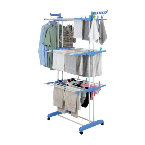 zendea stendibiancheria verticale a 3 livelli in ferro e pp estensibile e con ruote pivottanti l105xp64xa173cm portata 20kg ean 8052879013560
