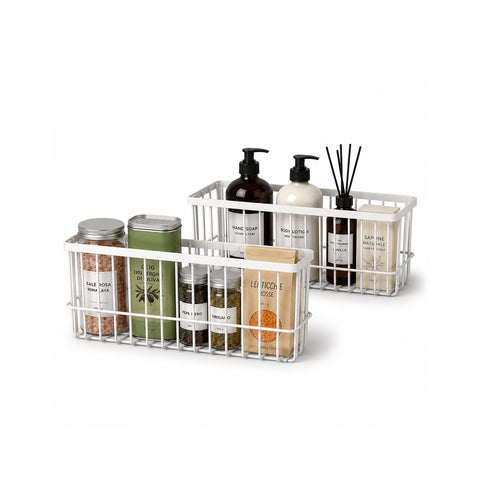 avilia home set 2 cestini magnetici multiuso in acciaio organizer portaoggetti salvaspazio a griglia installazione senza fori portata max 5 kg ean 8052879011979