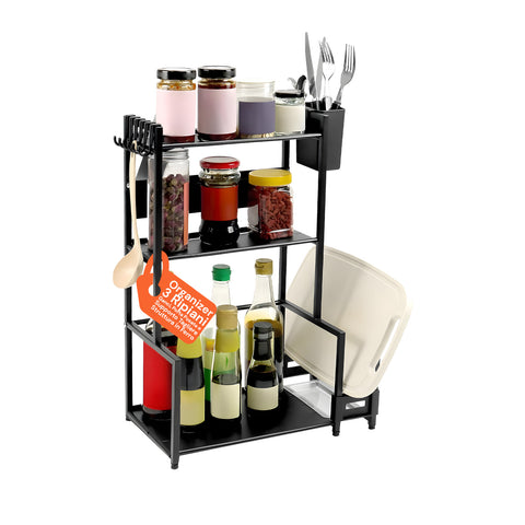 avilia scaffale da cucina 3 livelli in ferro con porta utensili e supporto tagliere ean 8056819053531