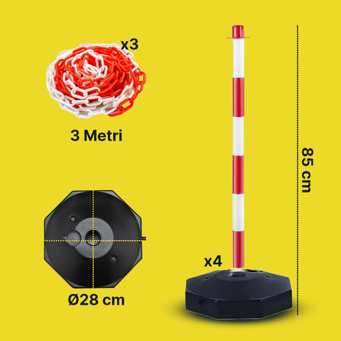 daimann paletti segnaletici con catena 2 metri set 4 colonnine ben visibili ean 8056590070499