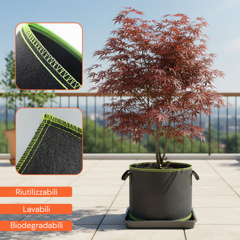 daimann vasi da coltivazione in tessuto con manici 10 75l set da 5 ean 8056590070314