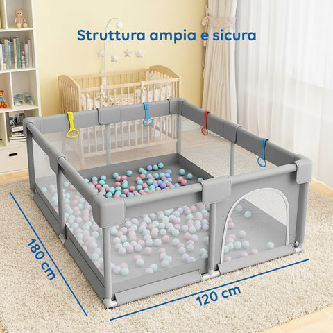 keiki box pieghevole per bambini con 100 palline e 4 anelli area gioco sicura ean 8056590110027