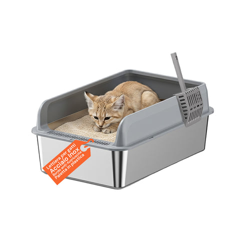 puppy lovers kit lettiera acciaio per gatti completo di coperchio paletta e sacchetto p ean 8054806950238