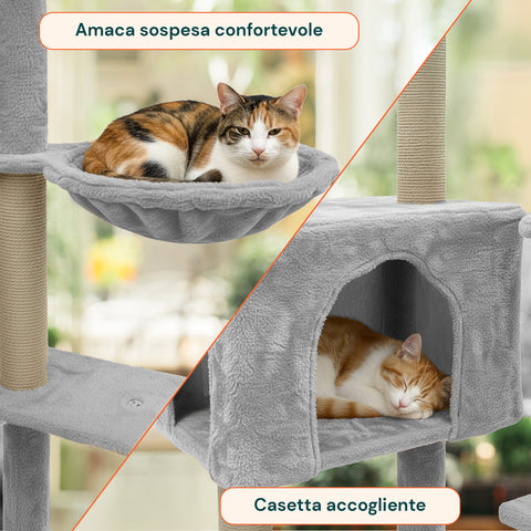 puppy lovers tiragraffi per gatti 120 cm con cuccia e amaca multilivello varie colorazioni ean 8054806950542