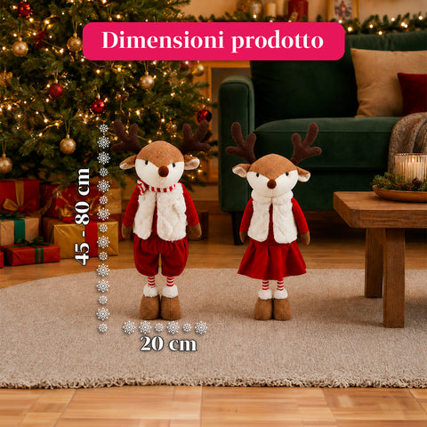 saint joy renna natalizia estendibile 45 80 cm con gambe telescopiche struttura in ferro 2 outfit scandinavo o country ean 8056819079593