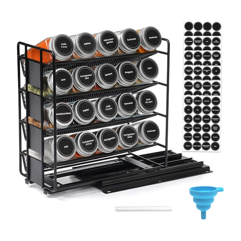 avilia portaspezie estraibile da armadietto con 20 barattoli in vetro ed etichette ean 8056819053562