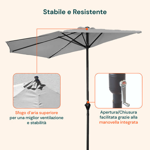 garden friend ombrellone da giardino in alluminio con telo in poliestere 27x23m tortora ean 8023755068585