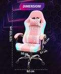 nexor sedia gaming ergonomica con luci rgb e cuscino lombare massaggiante poltrona ufficio reclinabile con telecomando ean 8056819078855