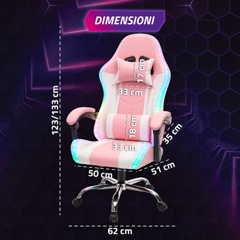 nexor sedia gaming ergonomica con luci rgb e cuscino lombare massaggiante poltrona ufficio reclinabile con telecomando ean 8056819078855