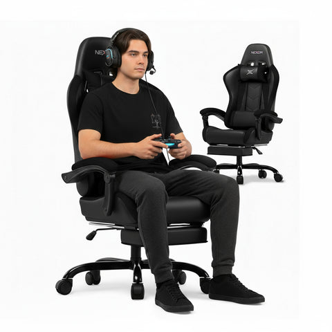 HOMCOM Poltrona da ufficio, sedia da ufficio, ergonomica con poggiapiedi retrattile, schienale reclinabile, tettarella e supporto lombare, regolabile HOMCOM Poltrona da ufficio, sedia da ufficio, ergonomica con poggiapiedi retrattile, schienale reclinabile, tettarella e supporto lombare, regolabile