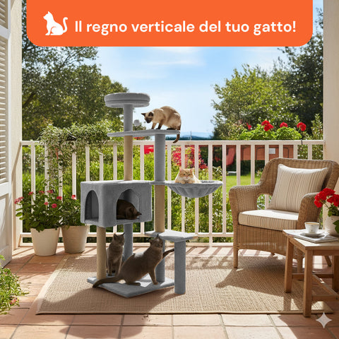 puppy lovers tiragraffi per gatti 120 cm con cuccia e amaca multilivello varie colorazioni ean 8054806950542