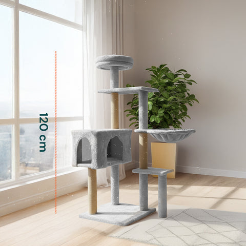 puppy lovers tiragraffi per gatti 120 cm con cuccia e amaca multilivello varie colorazioni ean 8054806950542