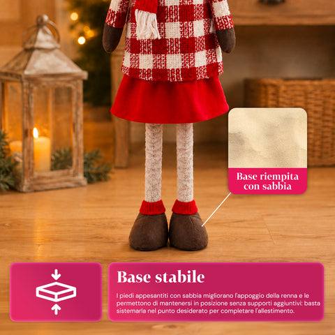 saint joy renna natalizia estendibile 45 80 cm con gambe telescopiche struttura in ferro 2 outfit scandinavo o country ean 8056819079593