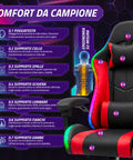nexor sedia gaming ergonomica con luci rgb e cuscino lombare massaggiante poltrona ufficio reclinabile con telecomando ean 8056819078855