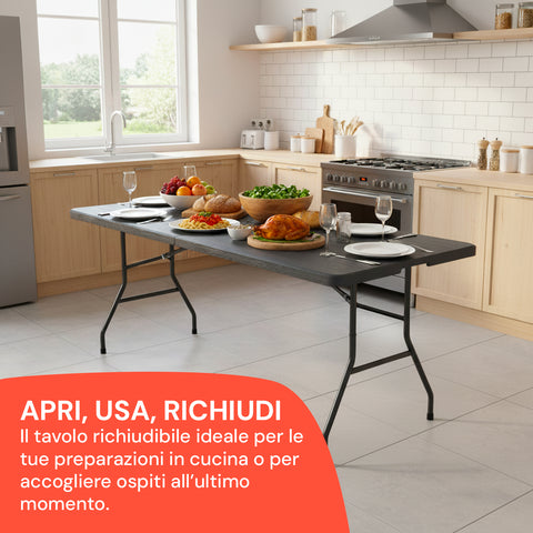 zendea tavolo pieghevole richiudibile a valigetta portatile effetto rattan in resina pp ean 8050030810614