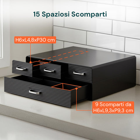 avilia home organizer per cialde e capsule caffe 4 cassetti design salvaspazio ean 8052879010583